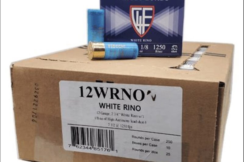 FIOCCHI WHITE RHINO SPREADER 12GA 1 1/8 oz 8 Shot AMMO 250CT- CASE