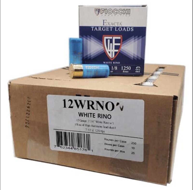 FIOCCHI WHITE RHINO SPREADER 12GA 1 1/8 oz 8 Shot AMMO 250CT- CASE