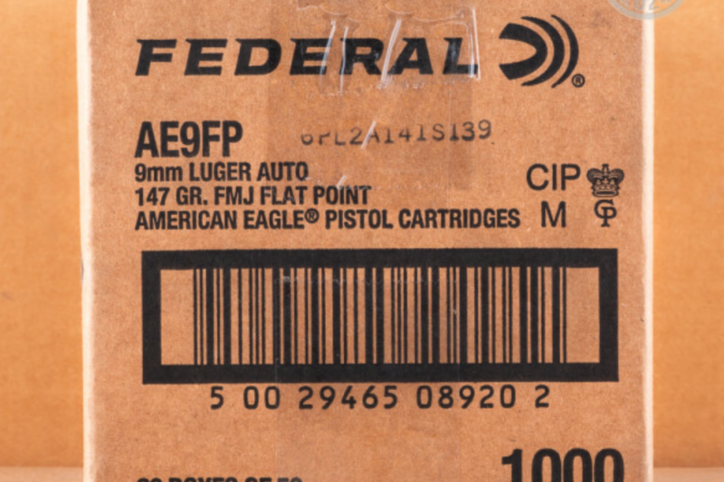 FEDERAL AMERICAN EAGLE 9MM LUGER 147GR AMMO 1000 RDS CASE