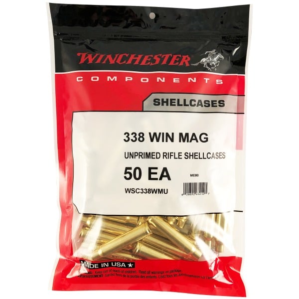 WINCHESTER BRASS 338 WIN MAG 50CT.
