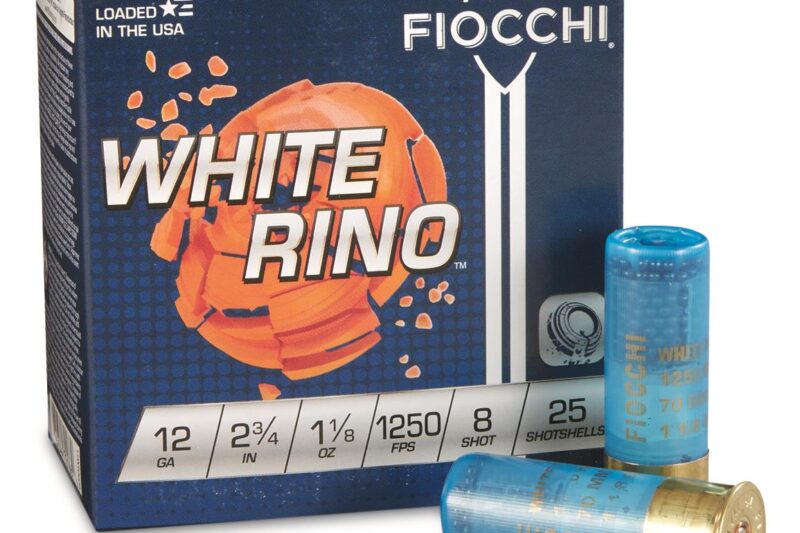 FIOCCHI WHITE RHINO SPREADER 12GA 2 3/4in 1 1/8 oz 8shot 25ct SHOTGUN AMMO- BOX