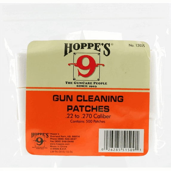 HOPPE'S 9 GUN CLEANING PATCHES 22-.270 Caliber