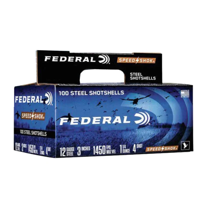 FEDERAL 12GA 3” 1450FPS 1-1/4OZ #4 AMMO 100RDS