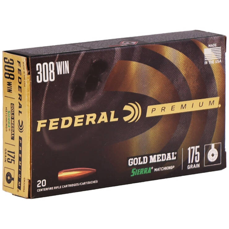 FEDERAL 308 WIN 175GR GOLD MEDAL SIERRA MATCHKING AMMO 20RDS