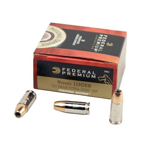 FEDERAL 9MM LUGER 124gr HYDRA-SHOK JHP 20ct FEDERAL 9MM LUGER 124gr HYDRA-SHOK JHP AMMO 20RDS